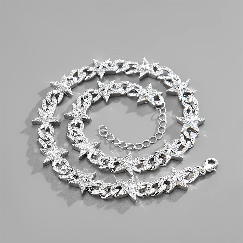 Wholesale Necklaces Alloy Hip Hop Pentagram Cuban Chain Necklace OLY-NE-XD001